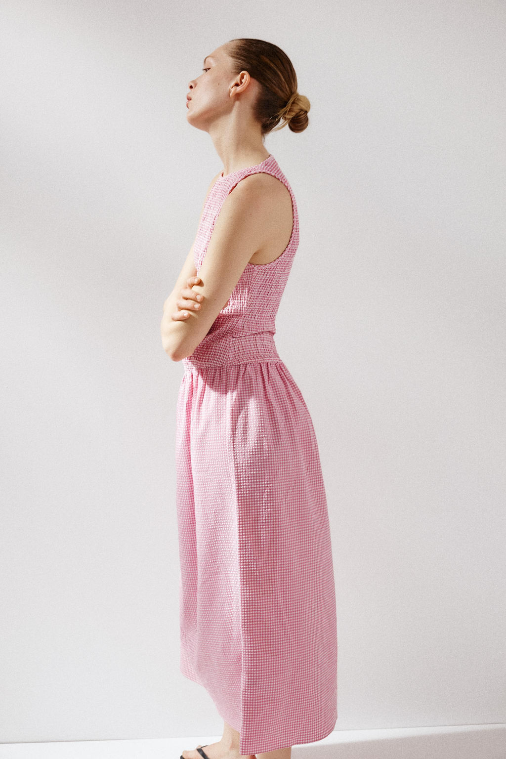 GINGHAM CHECK MIDI DRESS - Zara фото 13