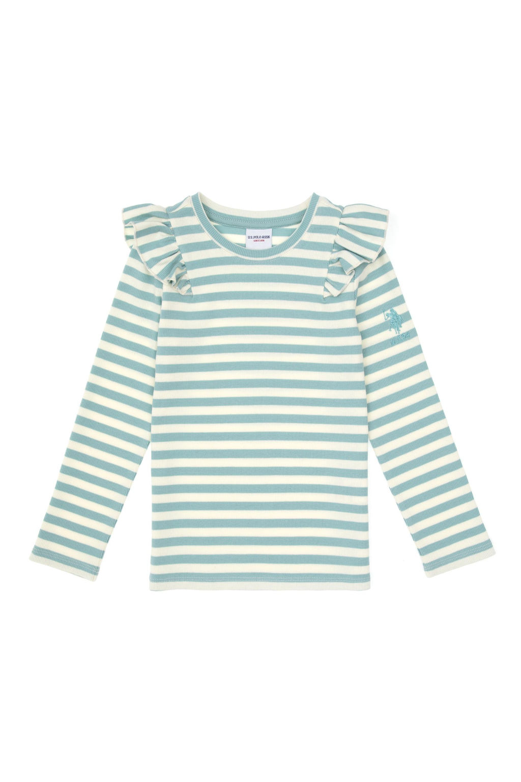 K_z _ocuk Mint _izgili Bisiklet Yaka Sweatshirt - U.s. polo assn фото 2
