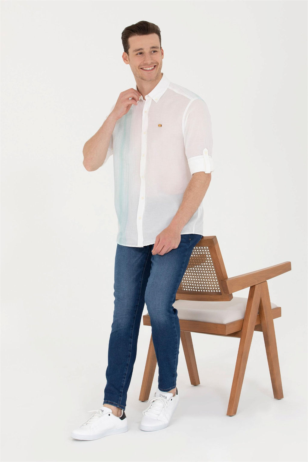 U. S. Polo Assn Мужская белая рубашка с длинным рукавом - U.s. polo assn фото 8