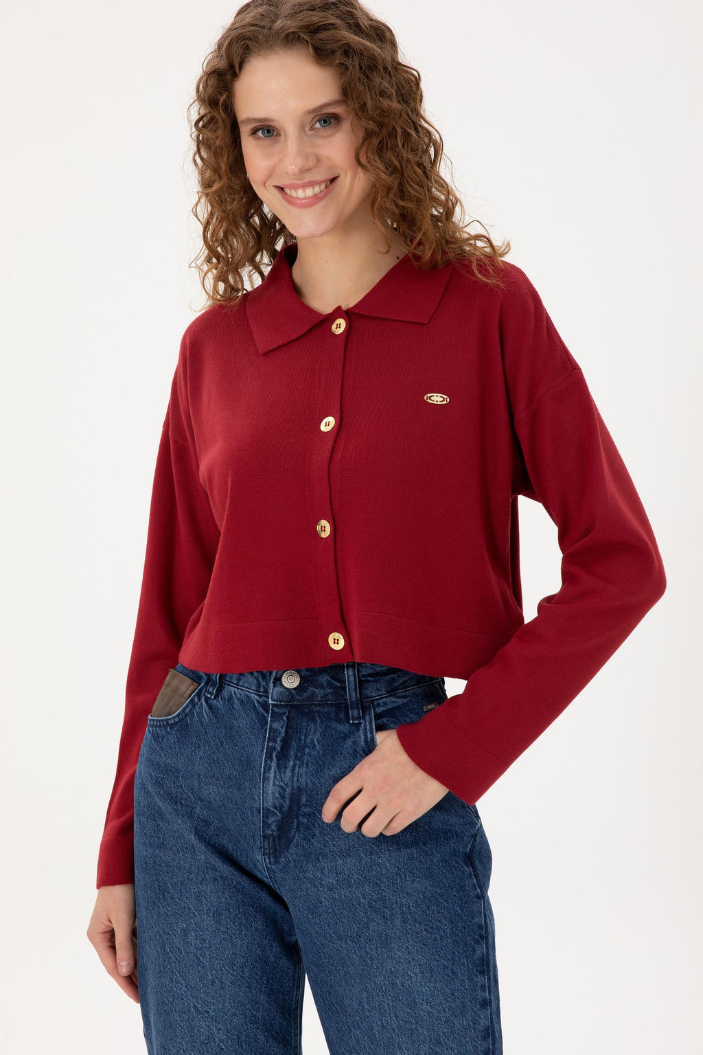 Женский трикотажный кардиган вишневого цвета Неожиданная скидка в корзине - U.s. polo assn фото 3