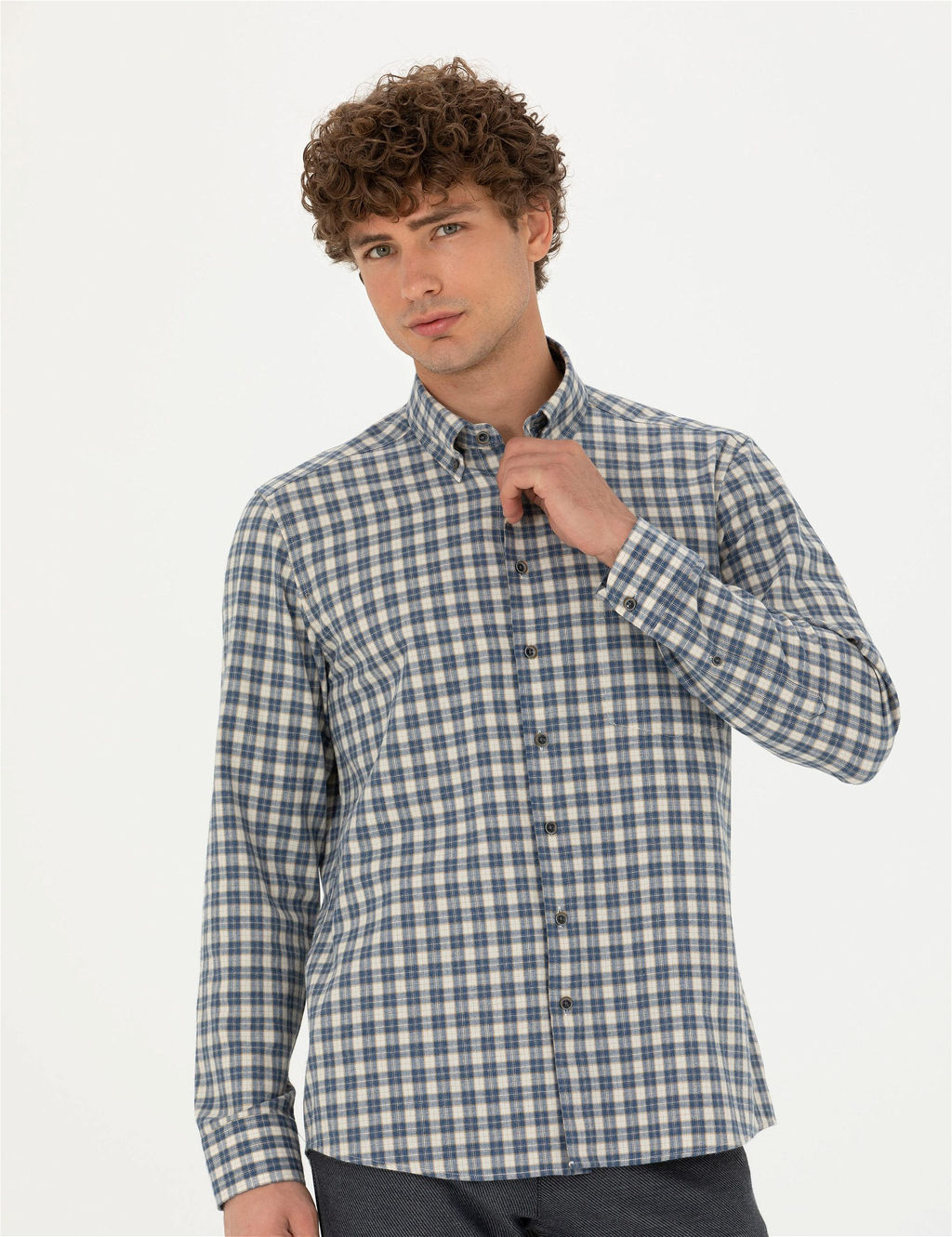 Lacivert Regular Fit Uzun Kollu G_mlek