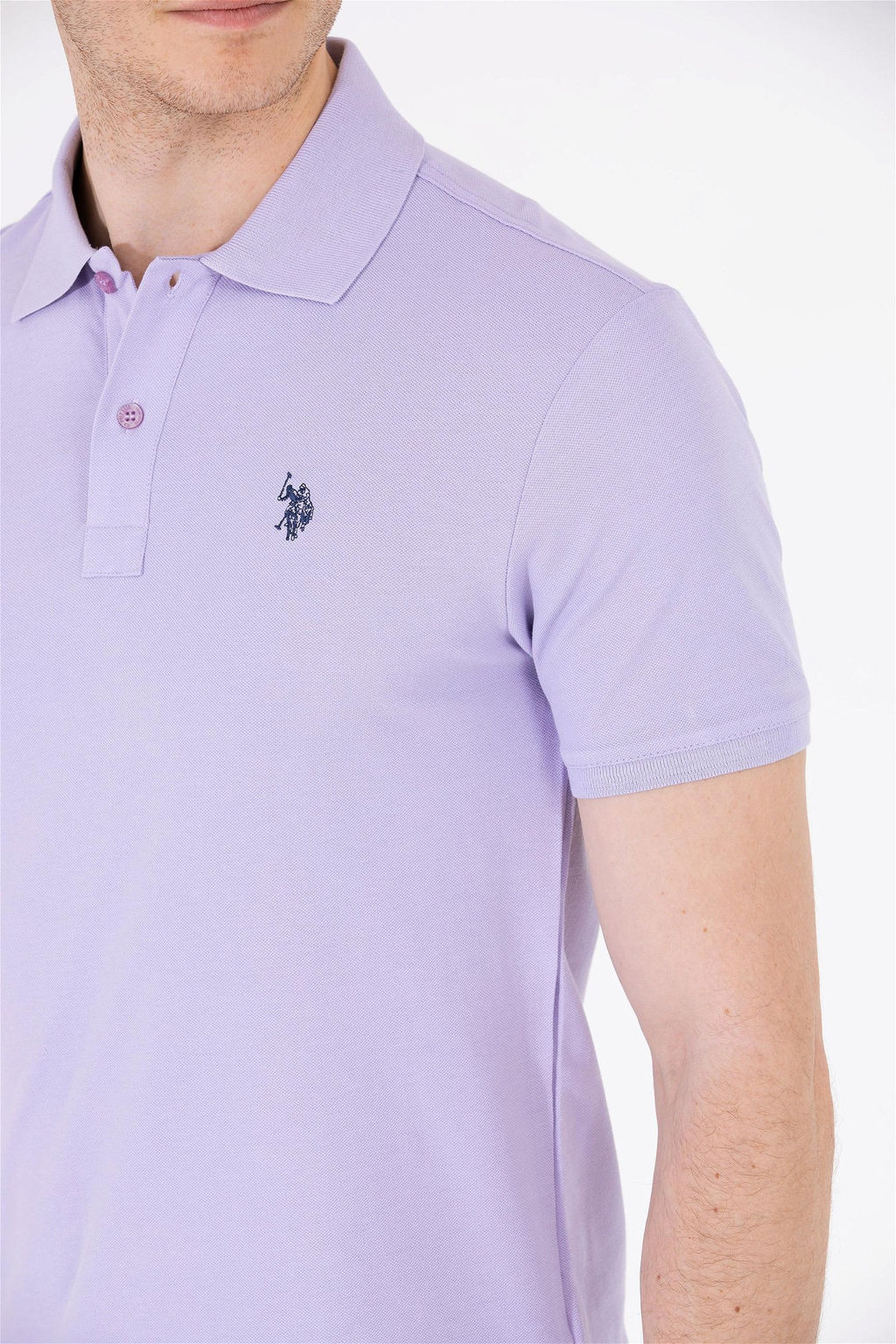U. S. Polo Assn / Мужская сиреневая базовая футболка с воротником-поло - U.s. polo assn фото 7
