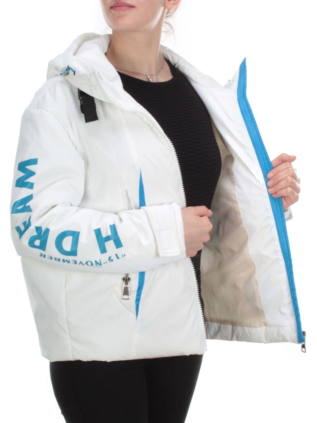 D004 WHITE Куртка демисезонная женская (100 гр. синтепон) - Фабричный китай фото 8