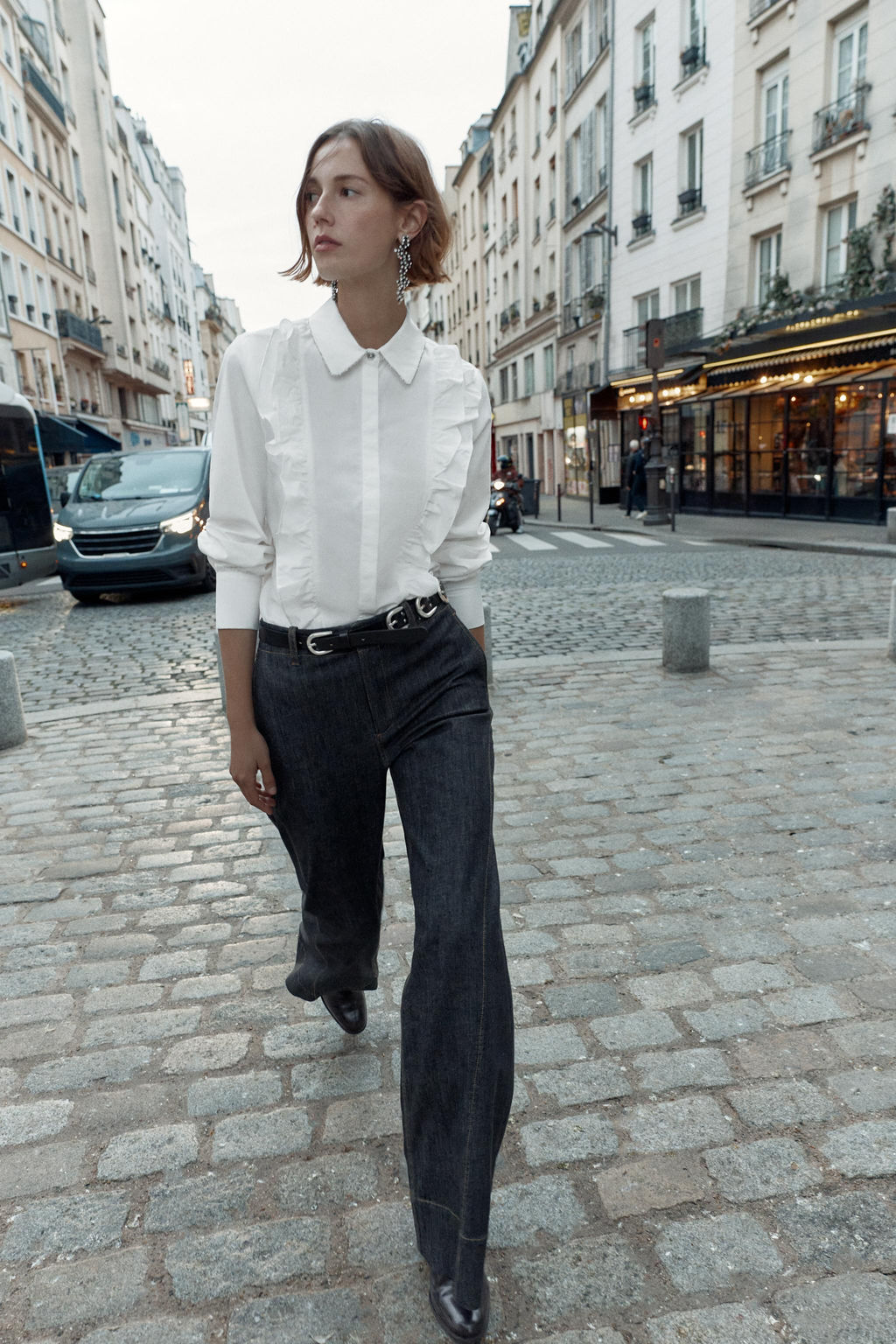 POPLIN SHIRT WITH BEADED LAPEL - Zara фото 6