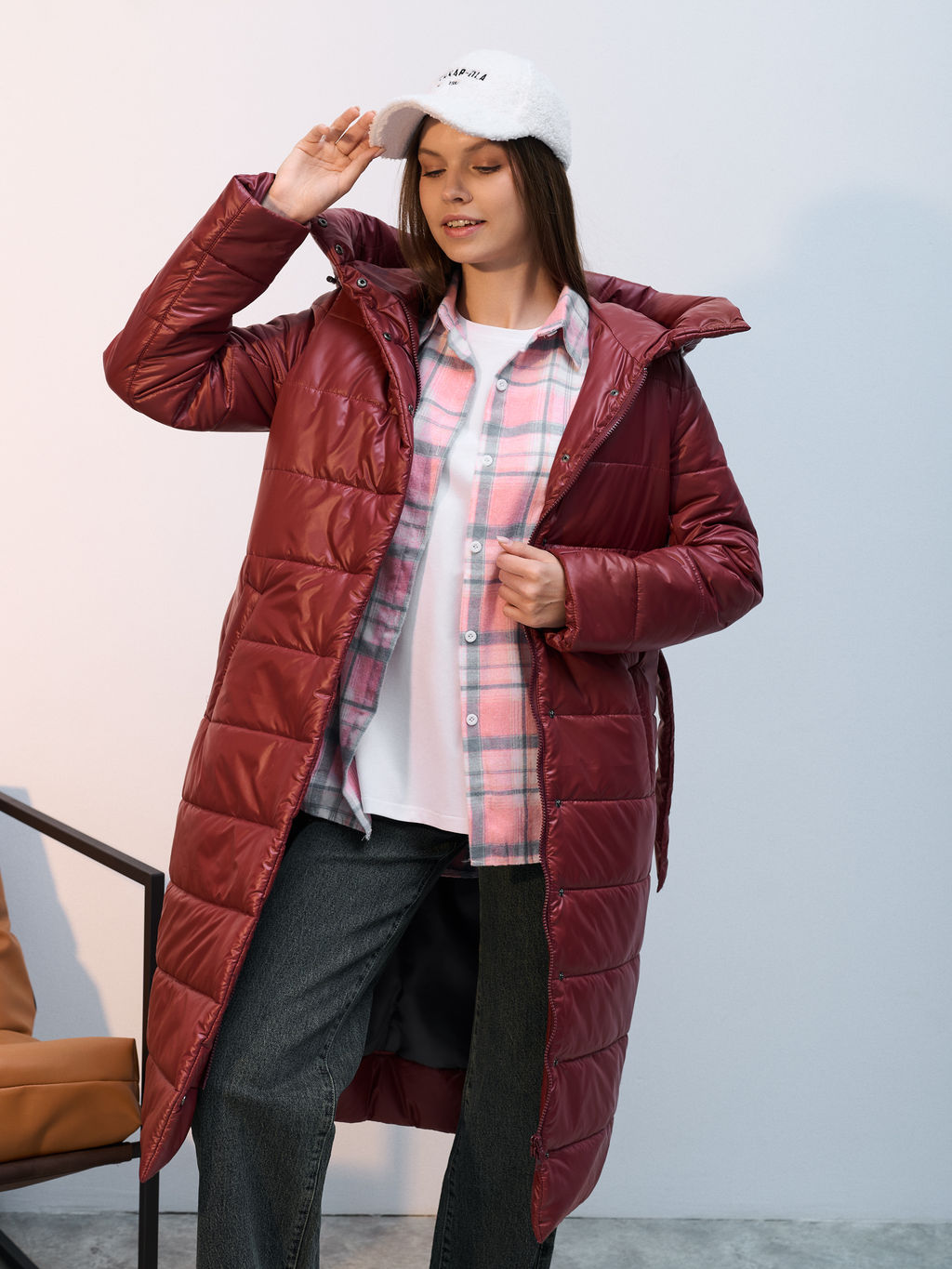 Пальто демисезонная "Анель" бордо