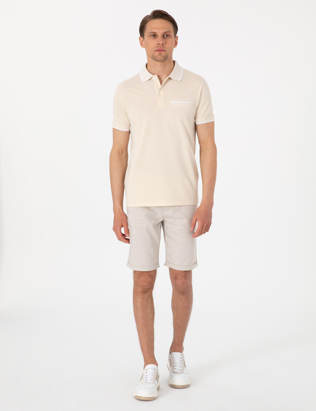 Bej Slim Fit Beli Lastikli Ba_c_kl_ Dokuma _ort - Pierre cardin фото 3