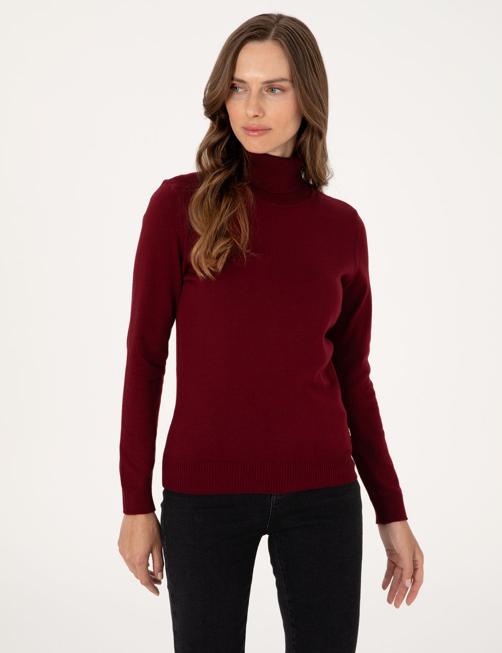 Vi_ne Slim Fit Bal_k__ Yaka Basic Kazak