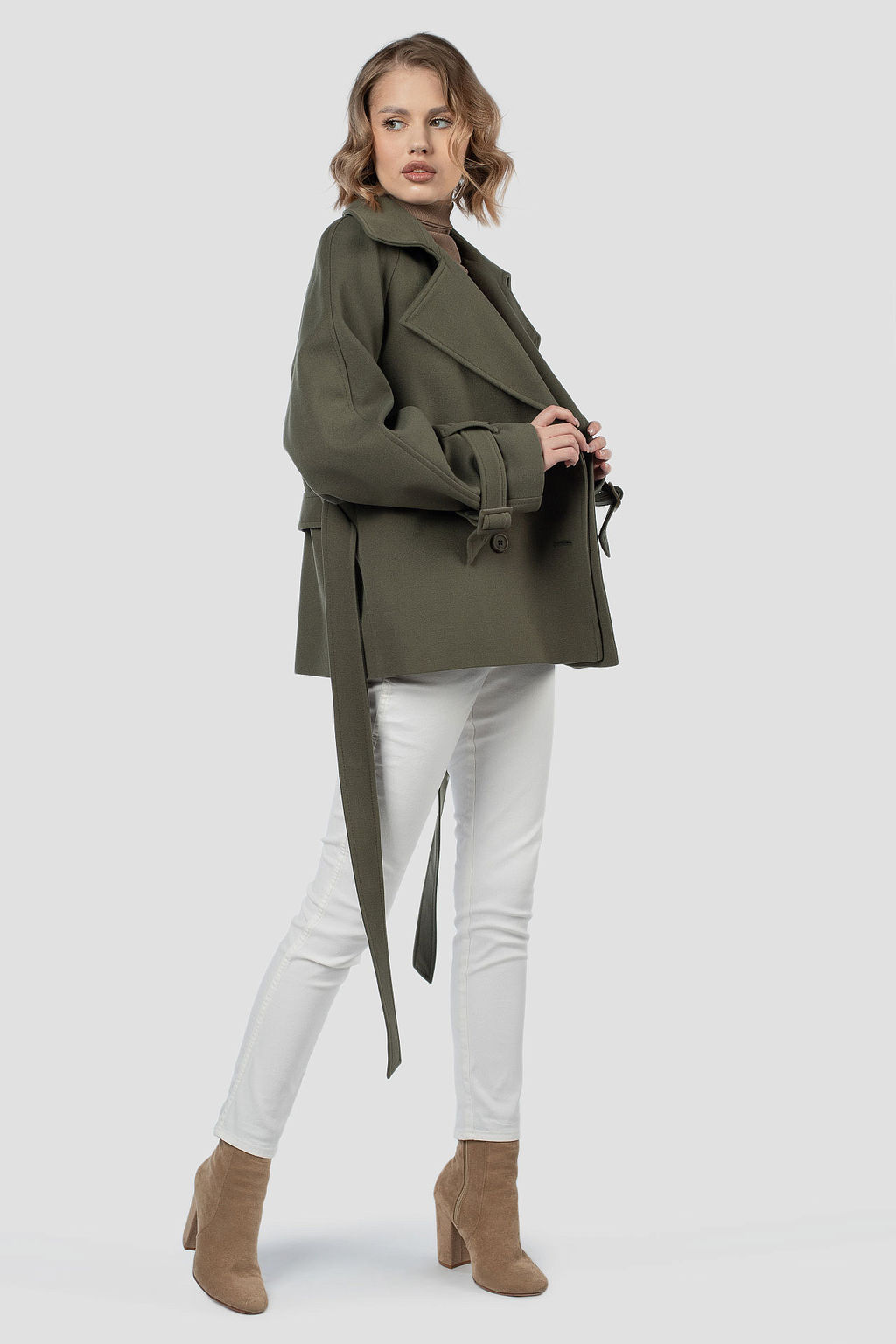 01-12135 Пальто женское демисезонное (пояс) - El podio фото 4