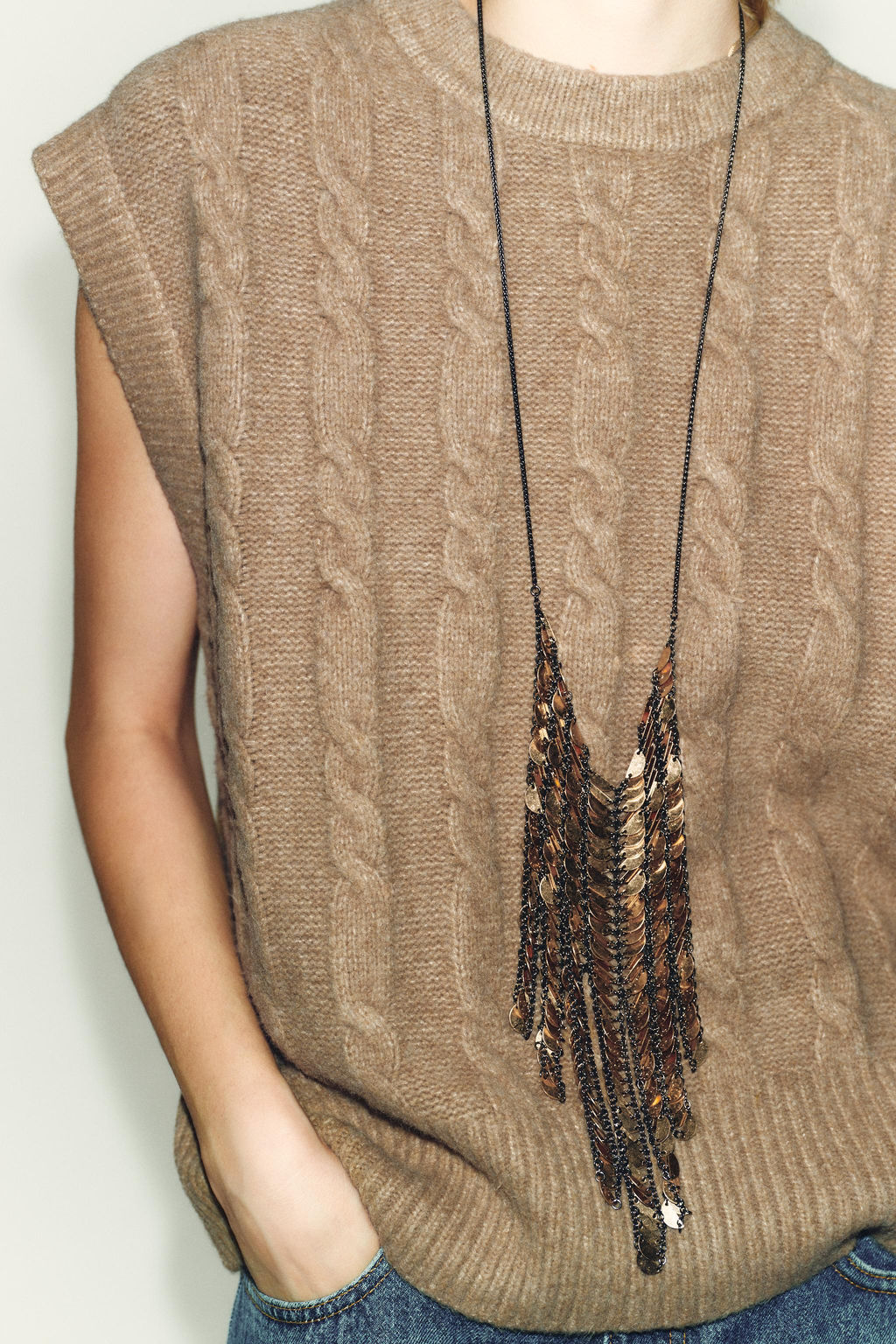 CABLE KNIT WAISTCOAT TOP - Zara фото 4