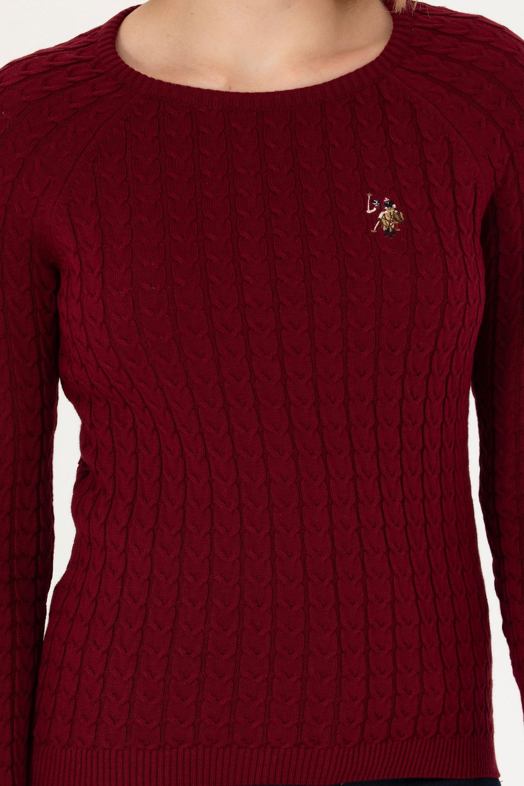 Kad_n Bordo Bisiklet Yaka Basic Kazak