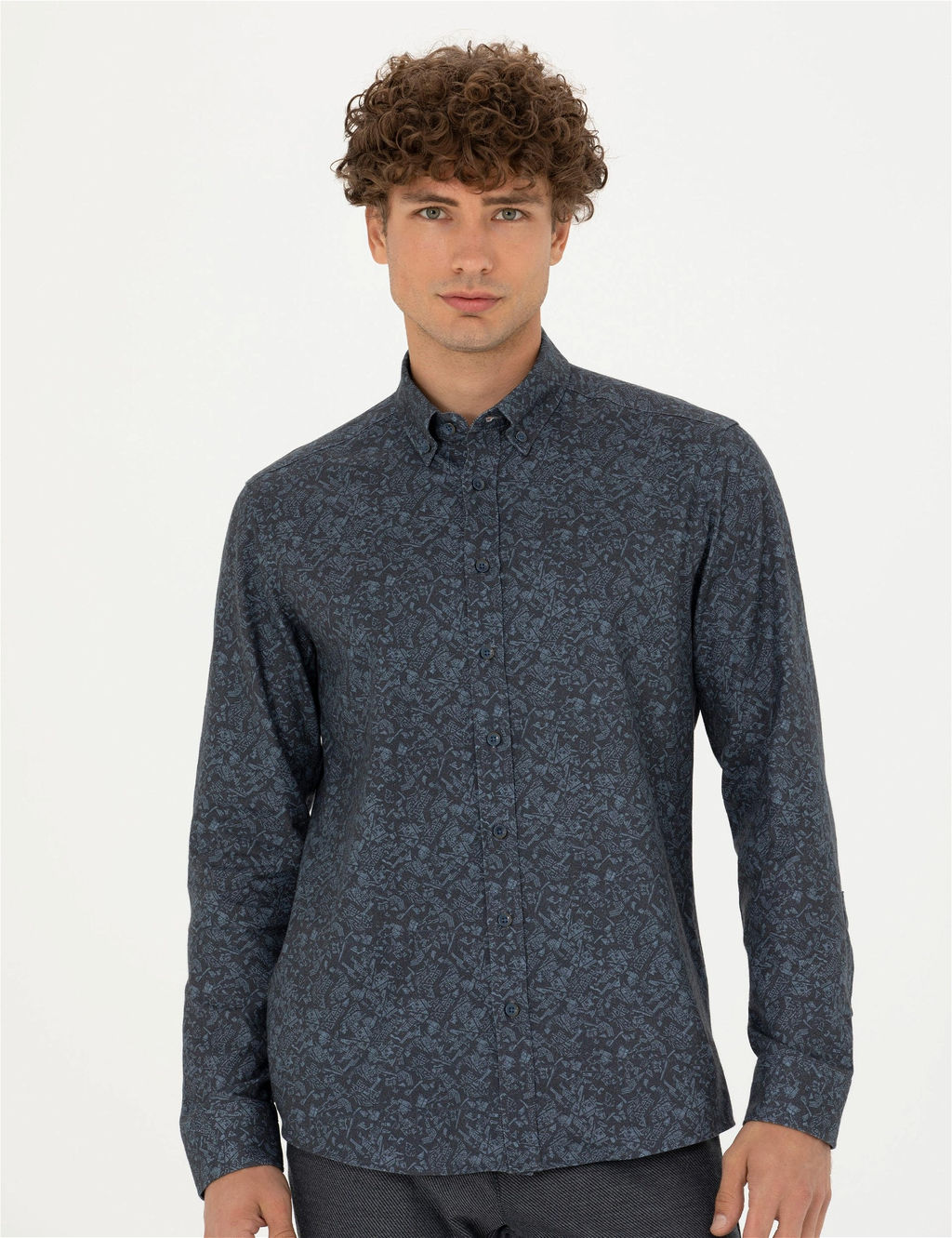 Lacivert Slim Fit Uzun Kollu G_mlek - Pierre cardin фото 3