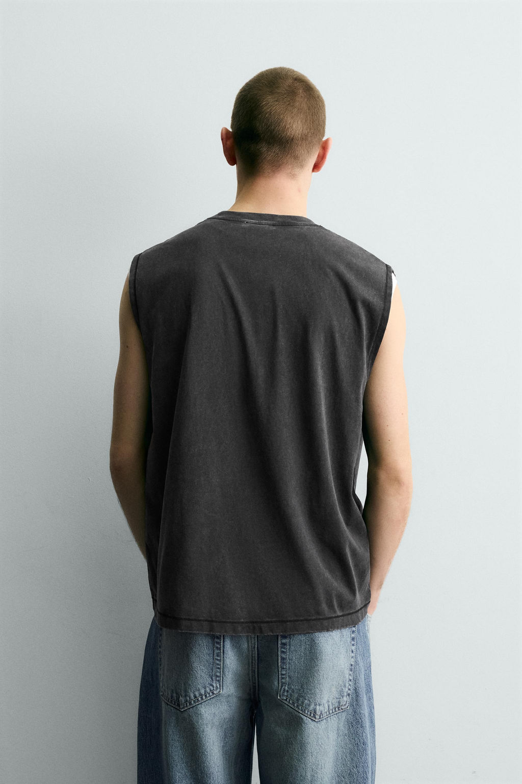 CAMISETA TANK LAVADA / Antracita oscuro - Zara фото 3