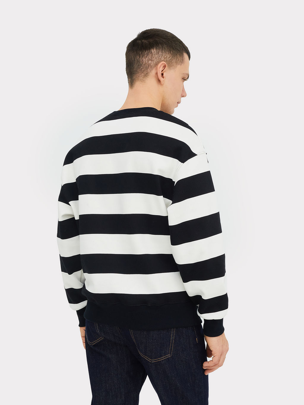 Свитшот мужской в черно-молочную полоску черно -молочная полоска 121865/1 - Mark formelle фото 3