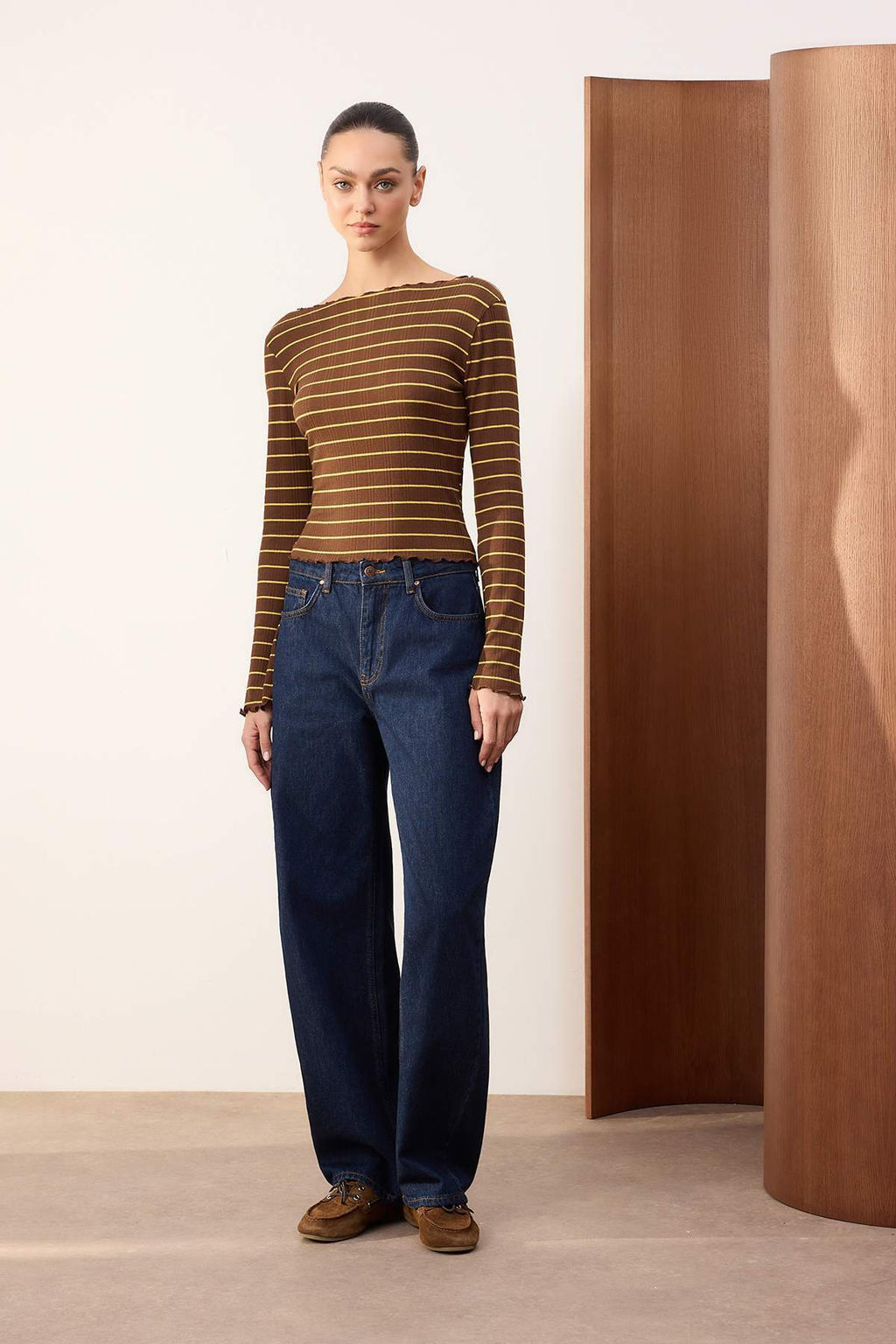 Wardrobe Essentials - Mavi DOKUMLU Yuksek Bel %100 Pamuk Tam Boy Baggy Jeans TWOSS26JE00138 - Trendyolmilla фото 3