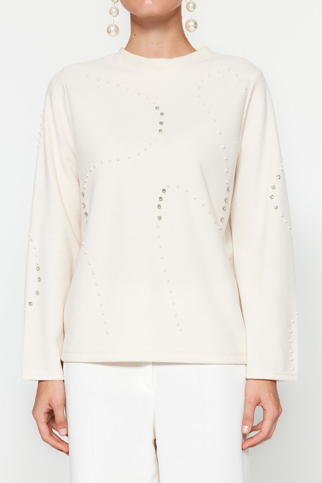 Tas Aksesuar Detayl? Selanik/Triko Gorunumlu Regular/Normal Kal?p Orme Sweatshirt TWOAW24SW00176 - Trendyolmilla фото 4