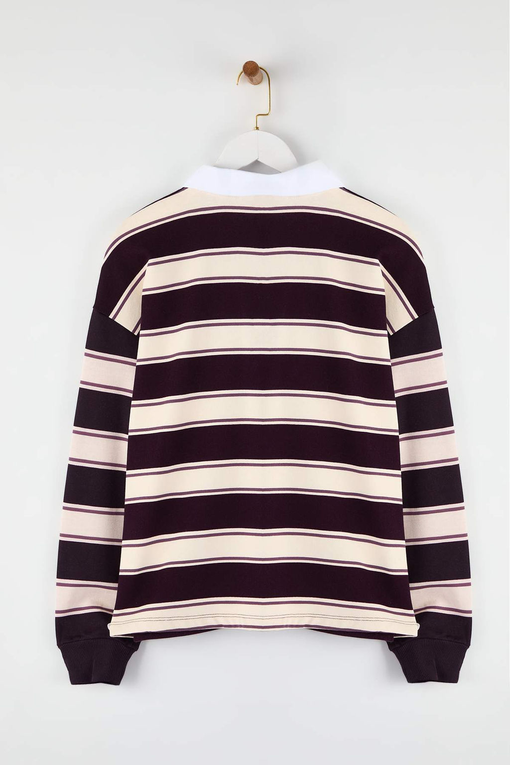 Cok Renkli Cizgili Polo Yaka Oversize/Genis Kal?p Orme Sweatshirt TWOAW26SW00245 - Trendyolmilla фото 8