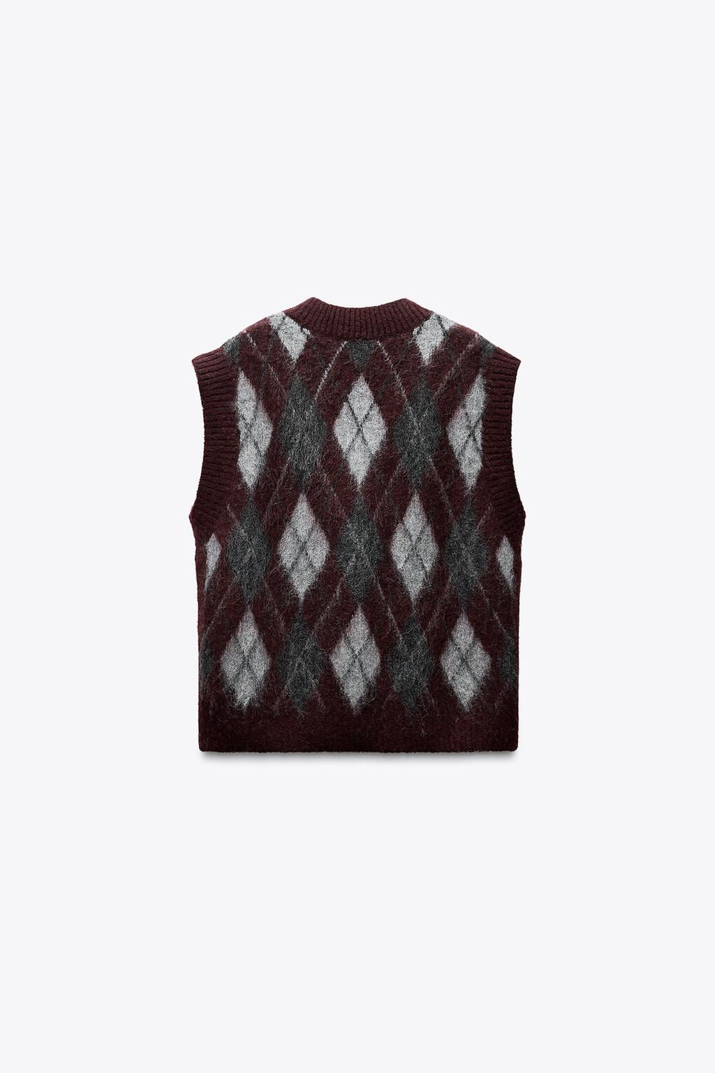 DIAMOND KNIT JUMPER VEST - Zara фото 6