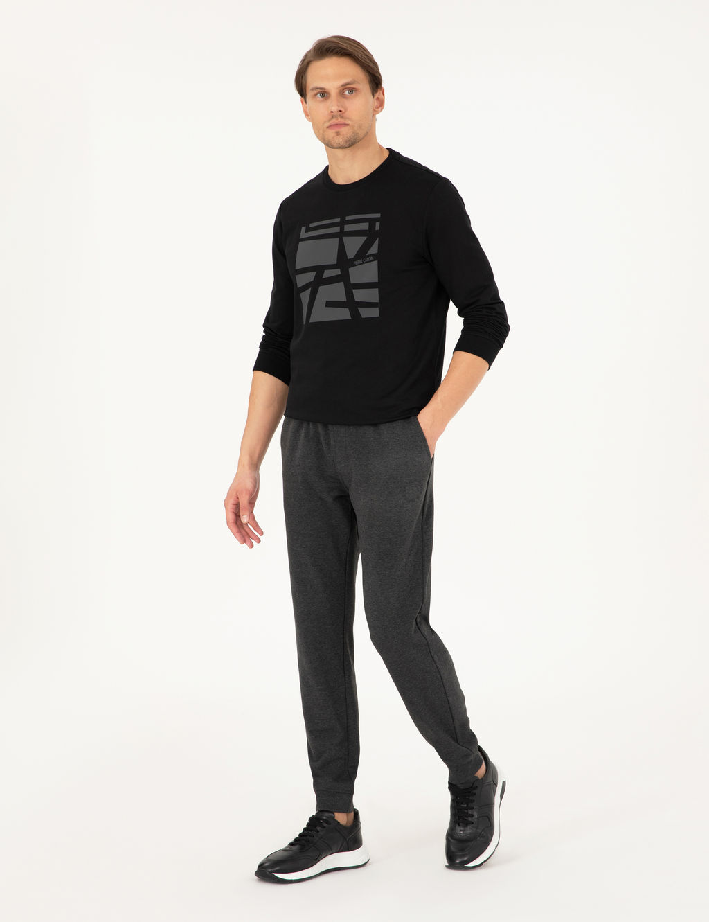 Antrasit Melanj Slim Fit 3 _plik Pa_as_ Lastikli E_ofman Alt_