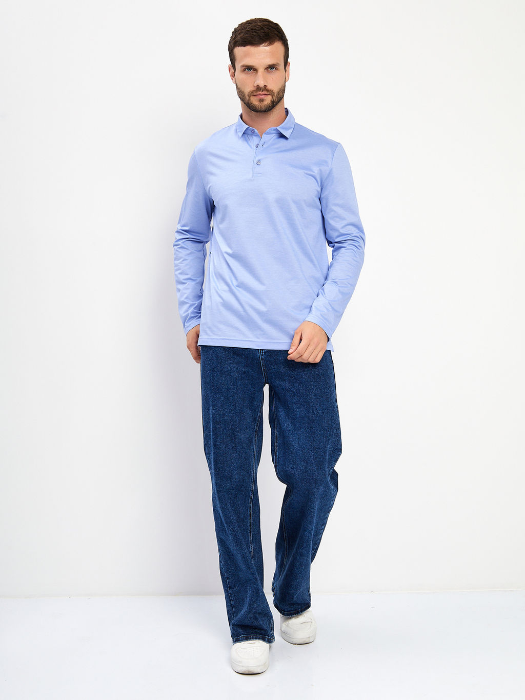 Джемпер мужской с воротником поло GREG G155-PM4-LT1629 (голубой)  фото 5