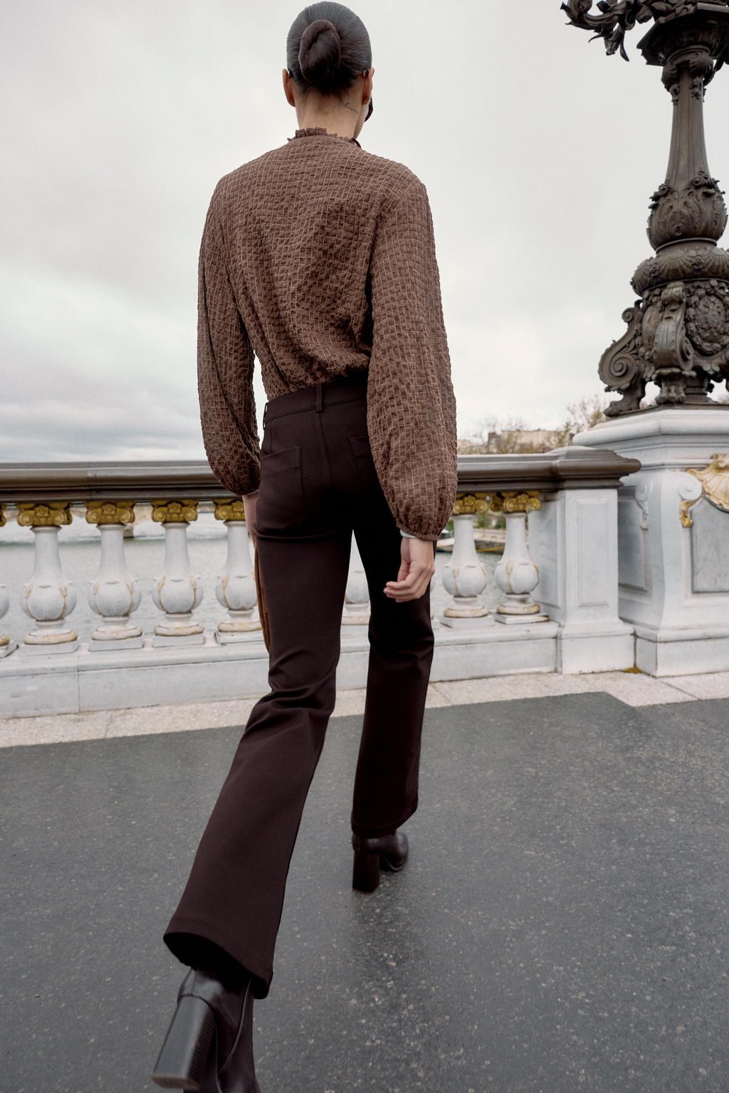 RUFFLED CHECK BLOUSE - Zara фото 5