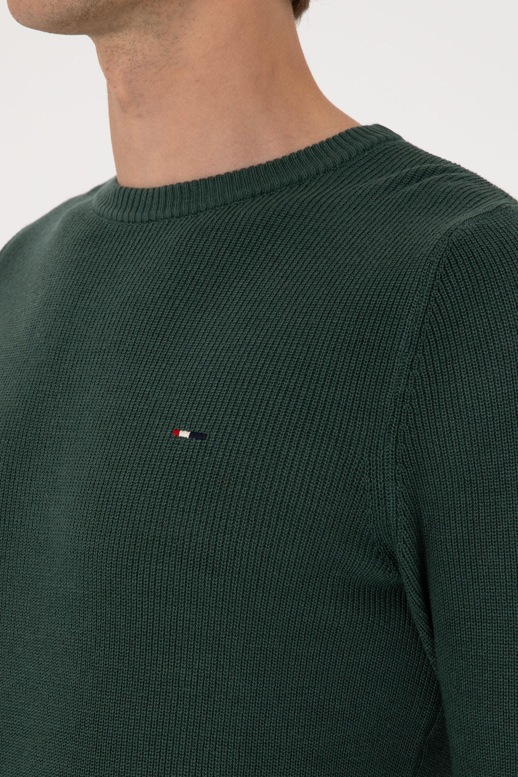 Erkek Slim Fit Bisiklet Yaka Koyu Ye_il Basic Kazak - U.s. polo assn фото 7