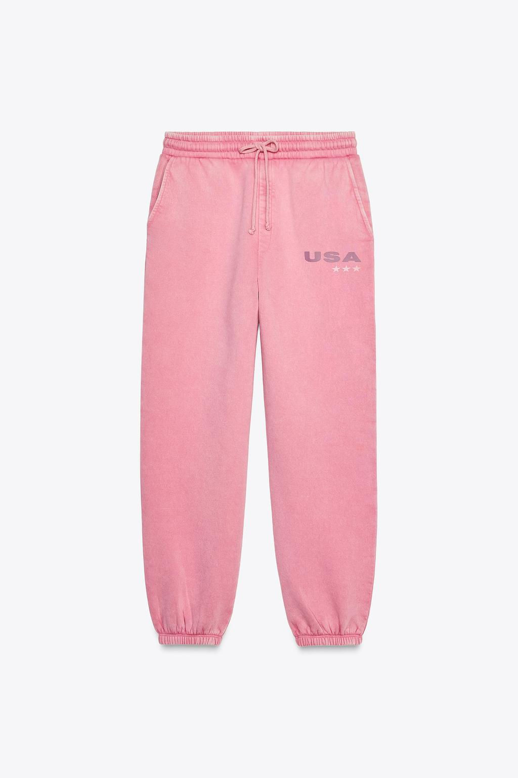 WASHED-EFFECT PLUSH TROUSERS WITH SLOGAN - Zara фото 5