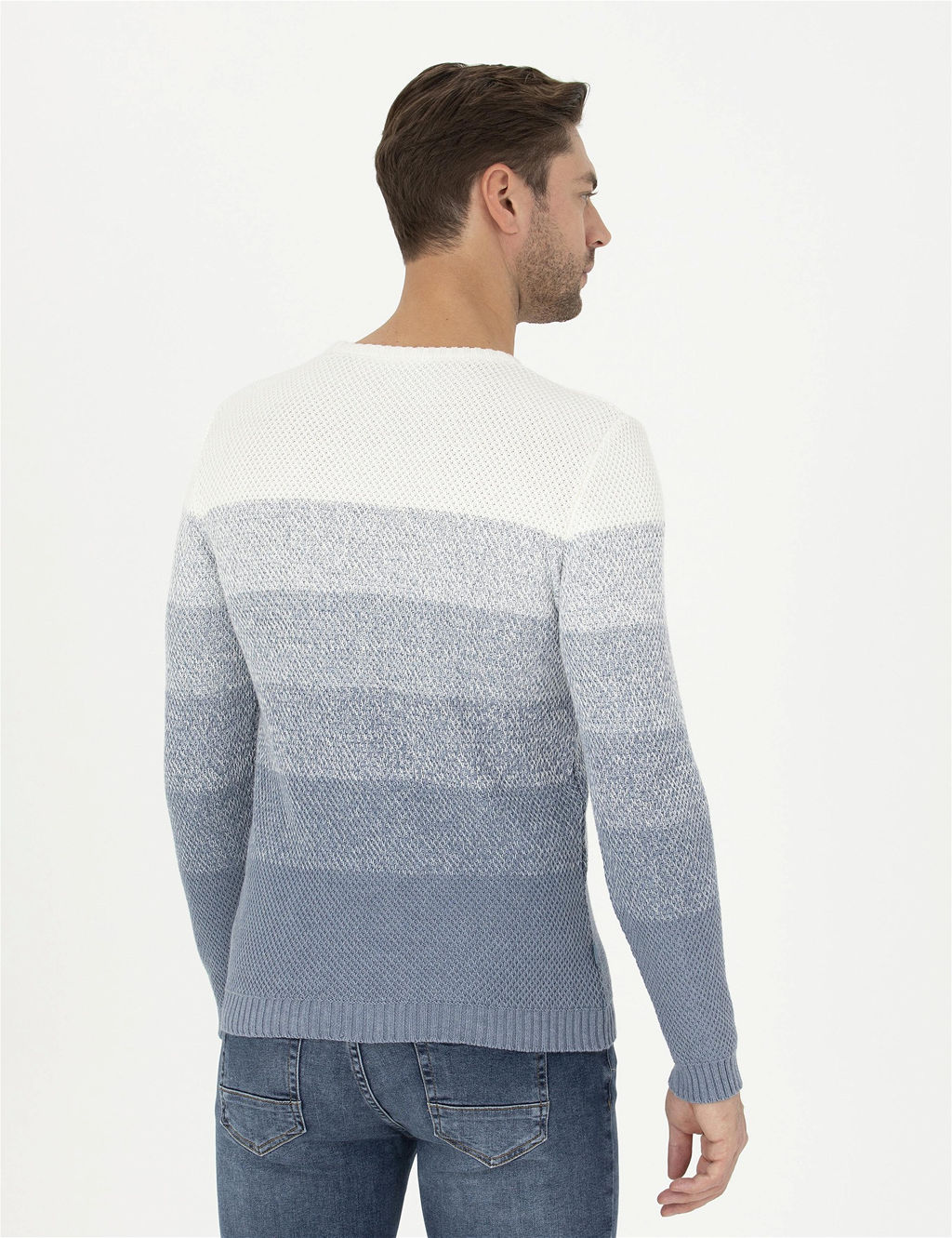 Koyu Mavi Slim Fit Bisiklet Yaka Triko Kazak - Pierre cardin фото 5