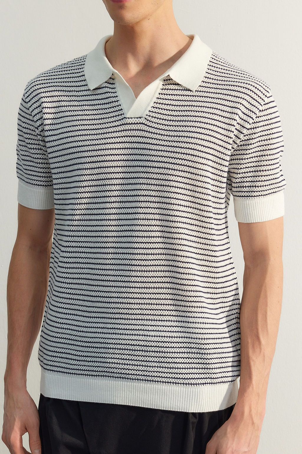 Lacivert Relaxed K?sa Kol Polo Yaka Triko T-shirt TMNSS23PO00026