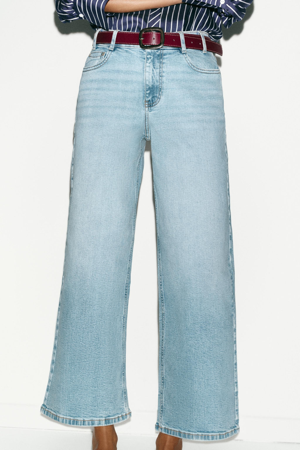 Z.10 HIGH-WAIST BELTED CULOTTES JEANS - Zara фото 27