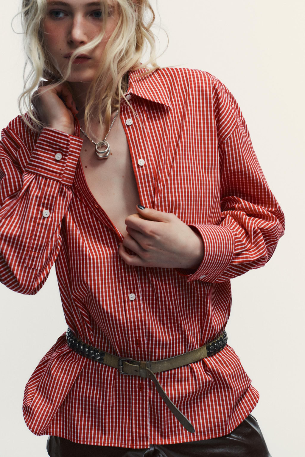 OVERSIZE CHECK POPLIN SHIRT - Zara фото 4