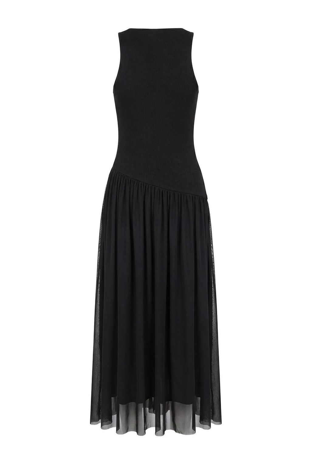 Siyah Belden Ac?lan Kolsuz Buzgulu Fitilli Esnek Orme Elbise TWOSS26EL00204