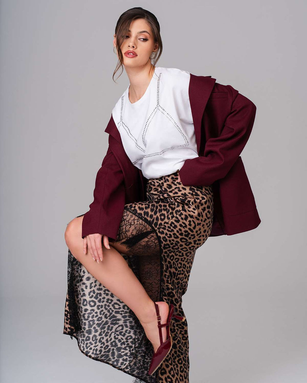 Юбка шёлковая с кружевом UD004