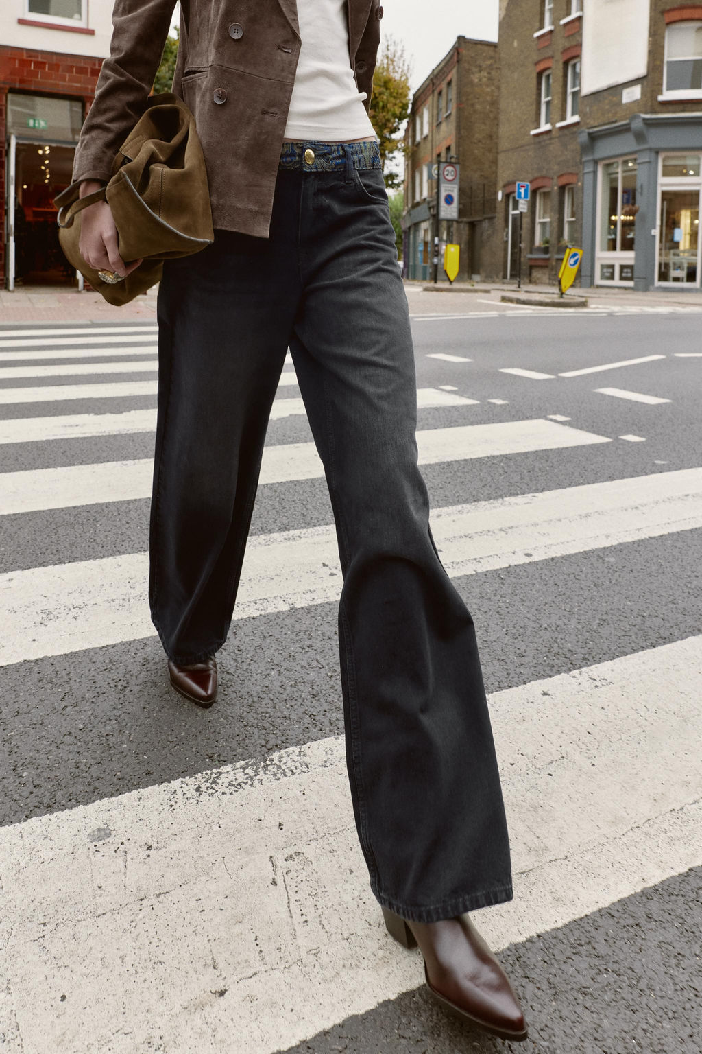 Z1975 MID-WAIST JACQUARD WAIST JEANS - Zara фото 11