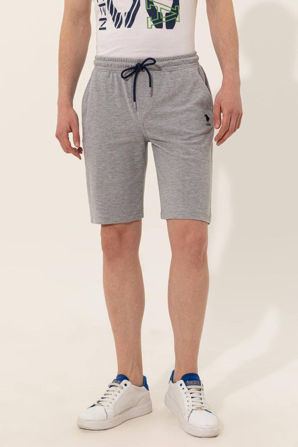 Мужские серые меланжевые вязаные шорты Неожиданная скидка в корзине - U.s. polo assn фото 2
