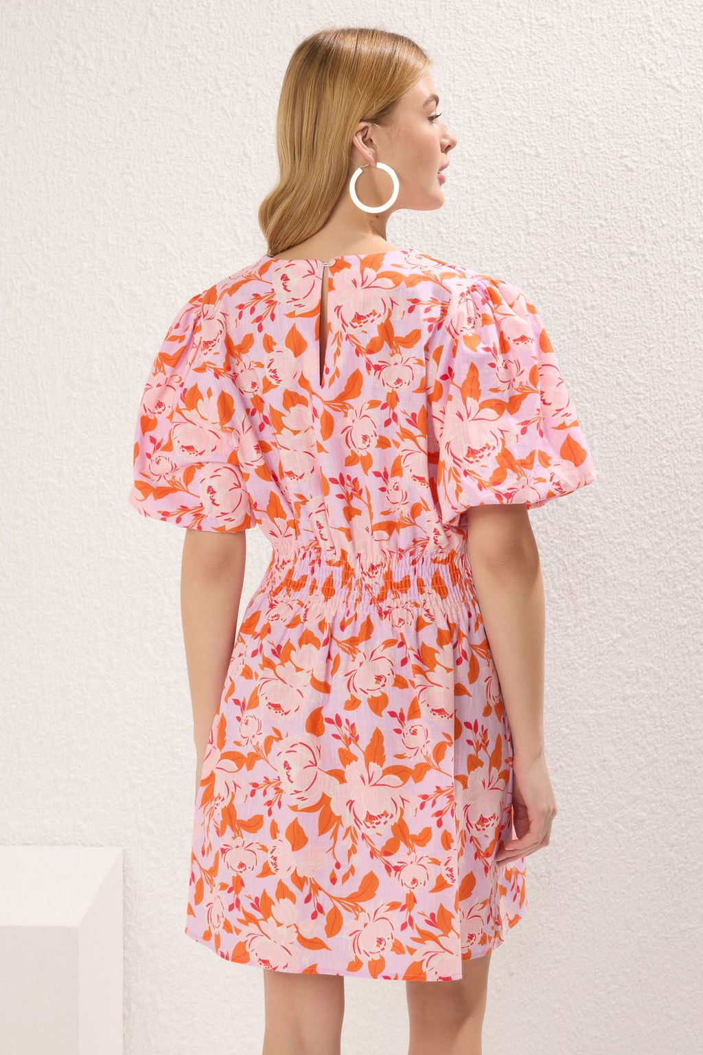 Lila Cicekli A Kesim Mini Dokuma Elbise TWOSS25EL00190 - Trendyolmilla фото 4