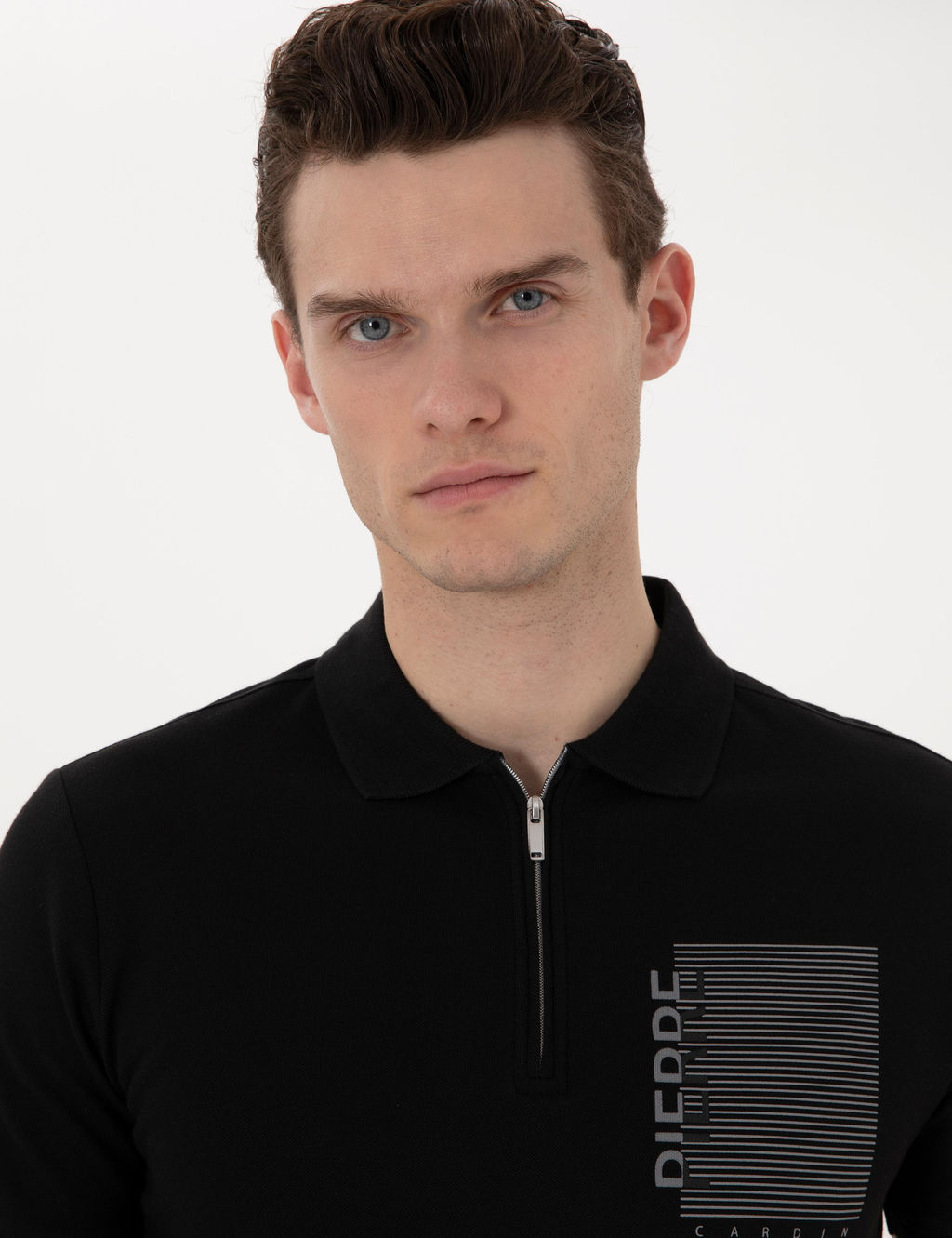 Siyah Slim Fit Polo Yaka Ti__rt