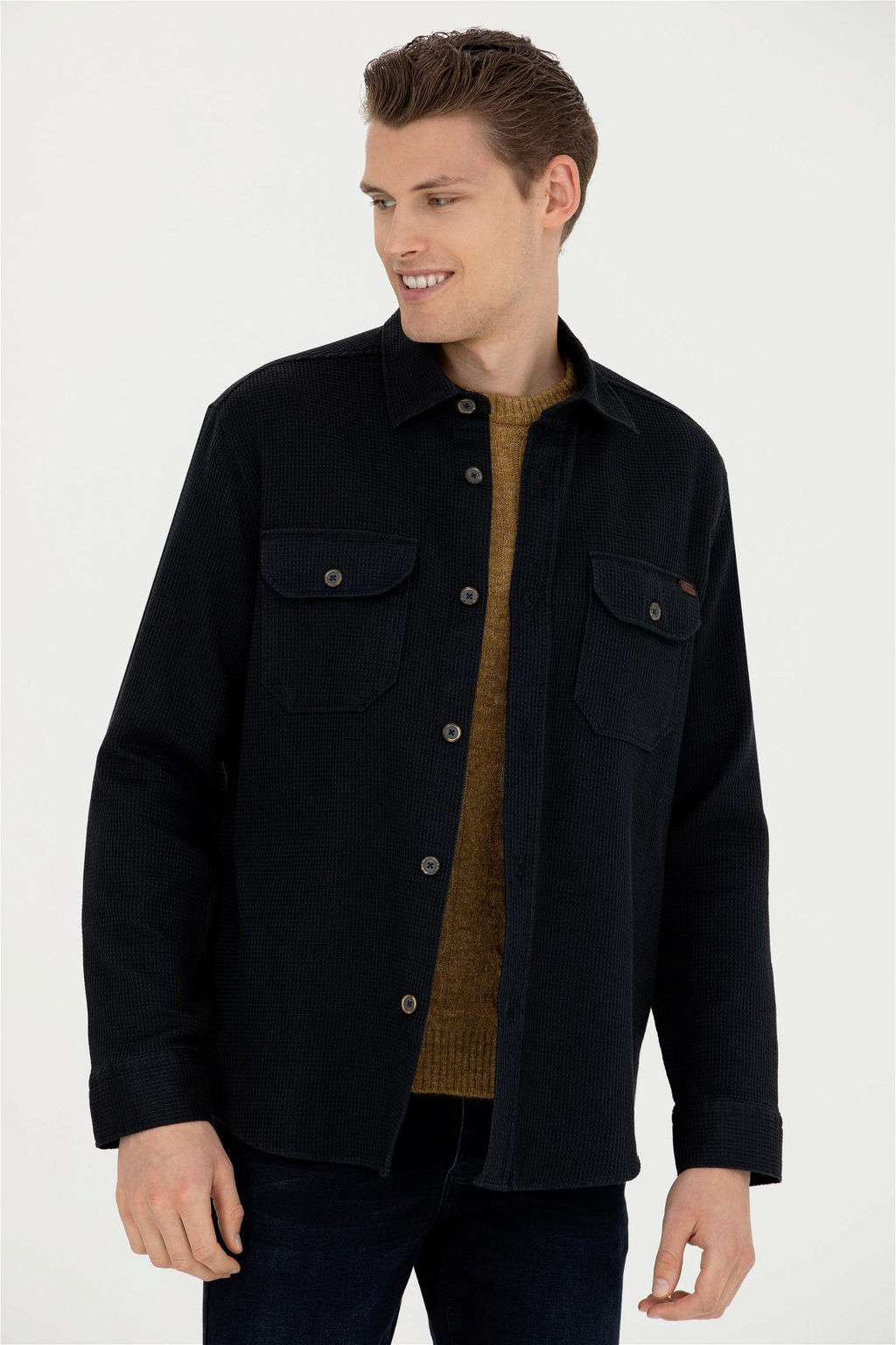 Мужская рубашка антрацитового цвета с длинным рукавом - U.s. polo assn фото 10