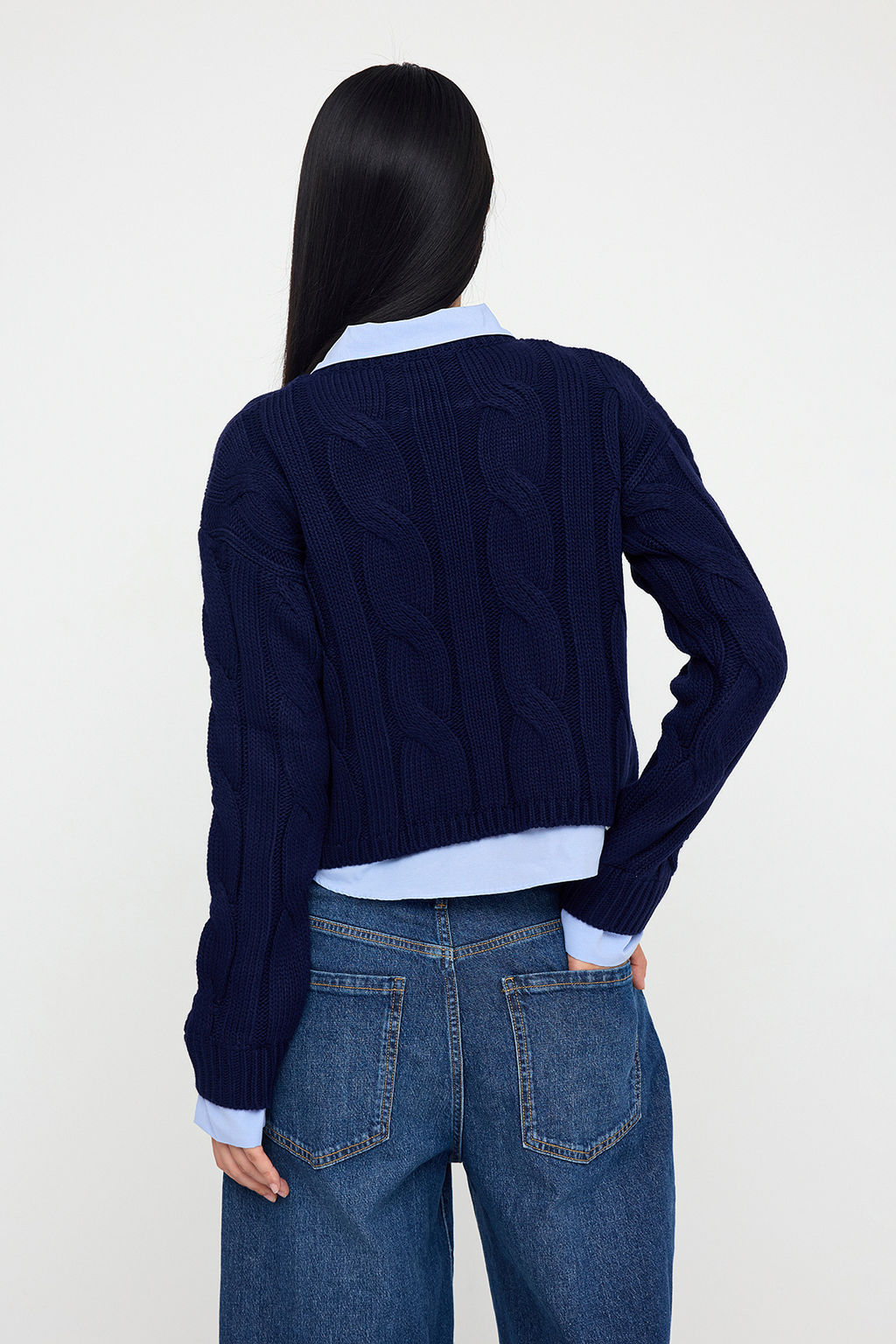 Teen Lacivert Kombine Crop Triko Kazak TWOAW26KZ00047 - Trendyolmilla фото 4