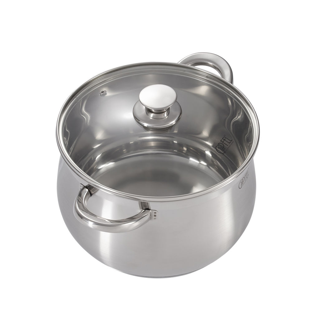 1746 GIPFEL Кастрюля SERENADE 24x15,5см/7л со стеклянной крышкой. Материал: нерж. сталь 18/10. Толщина 0,6мм  фото 5