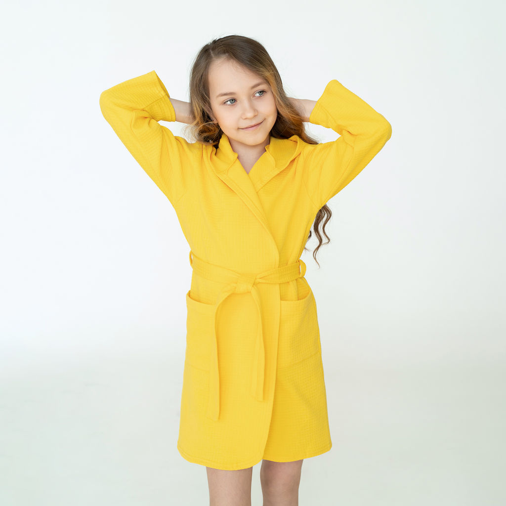 Халат детский вафельный желтый 914 (146, 76)