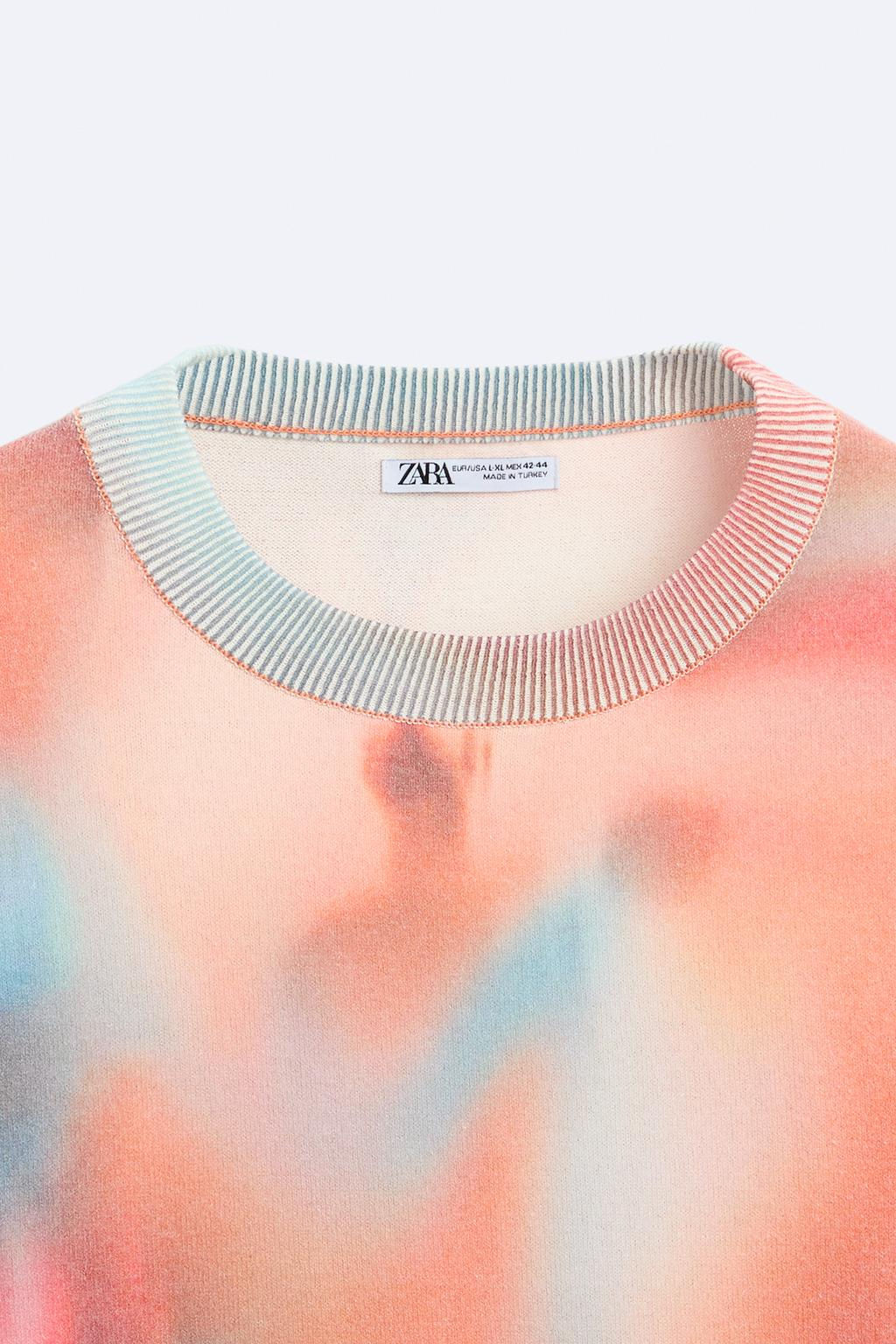 KNIT T-SHIRT WITH ABSTRACT PRINT - Zara фото 8