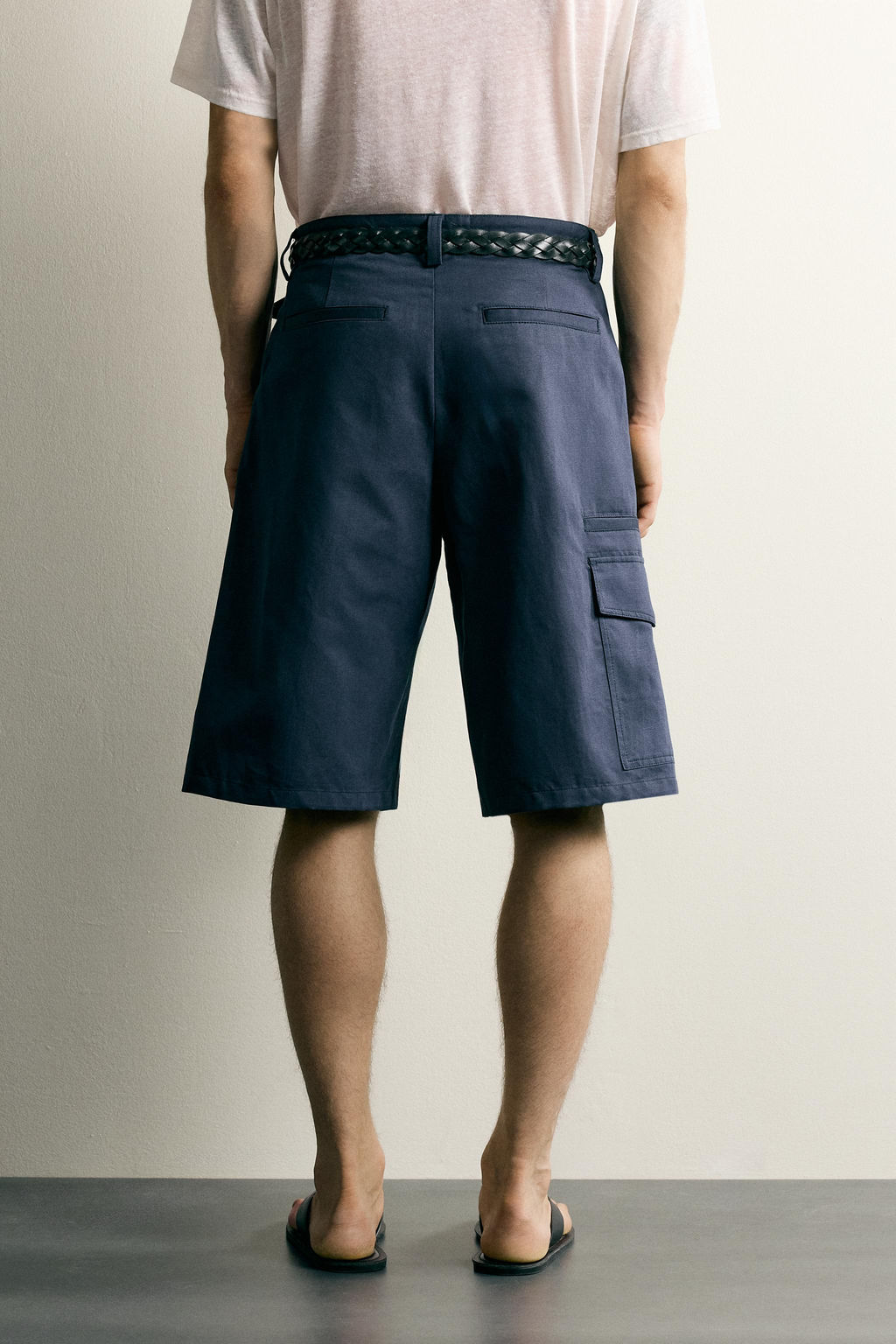 BERMUDA CARGO RELAXED FIT ALGOD?N - LINO / Azul / Marino - Zara фото 3