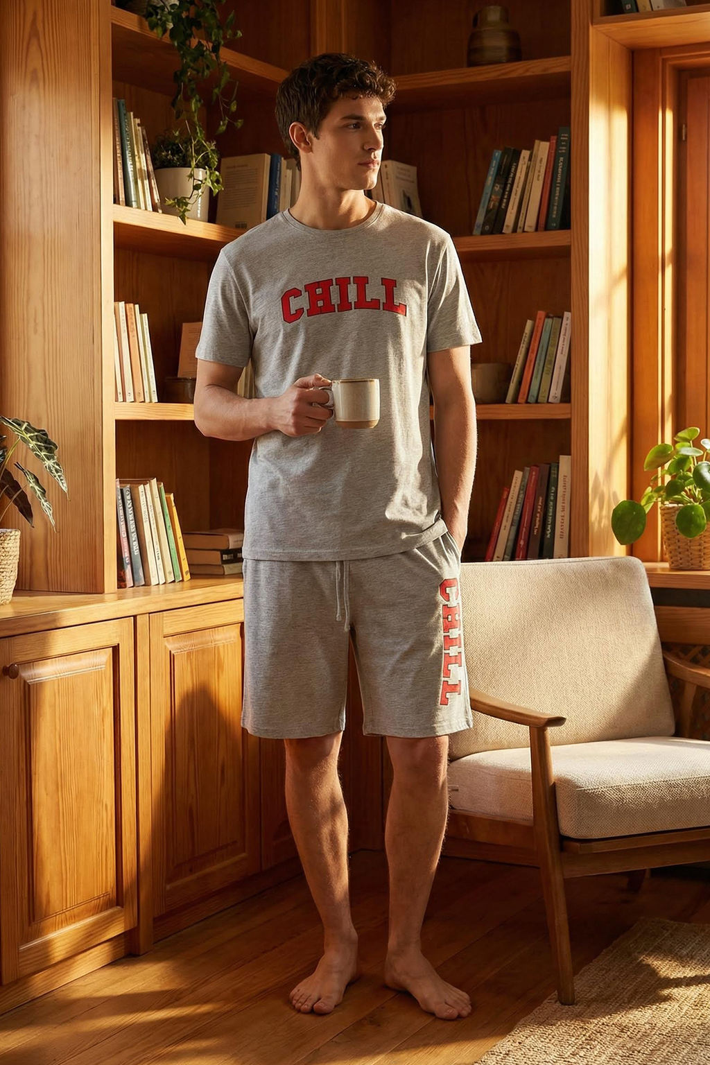 TRENDYOL MAN Lacivert Regular Fit Bask?l? Sortlu Orme Pijama Tak?m? TMNSS25PT00015 - Trendyolmilla фото 10