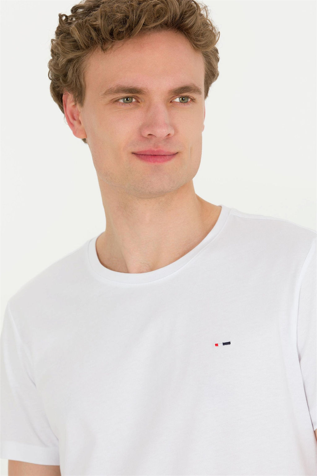 Мужская белая базовая футболка с круглым вырезом - U.s. polo assn фото 2