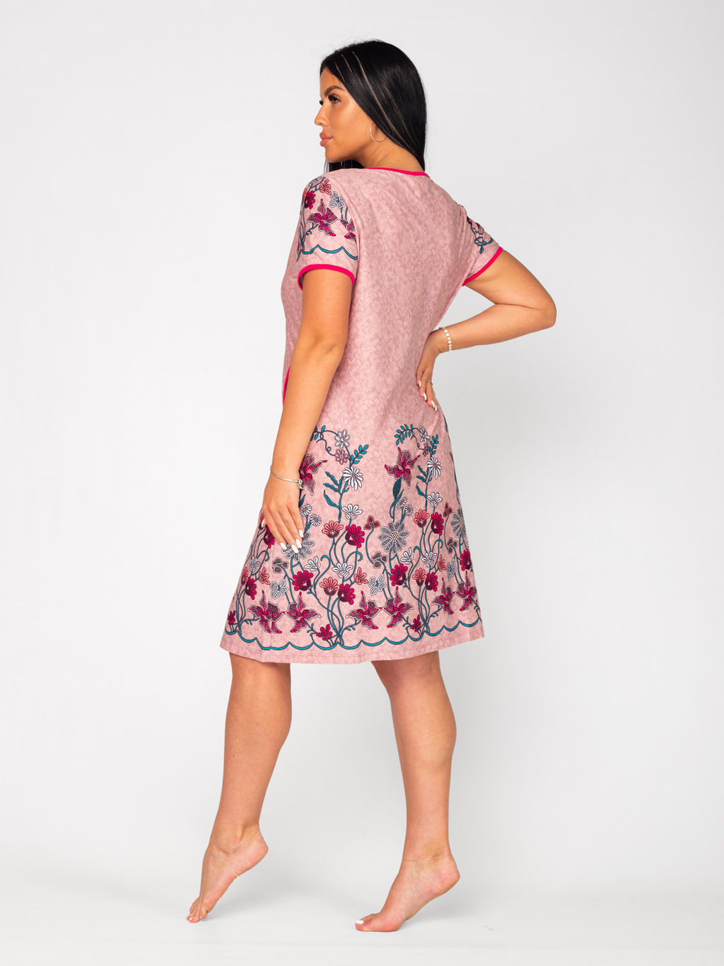 Халат женский кулирка на молнии Купон розовый - Домтрик фото 5