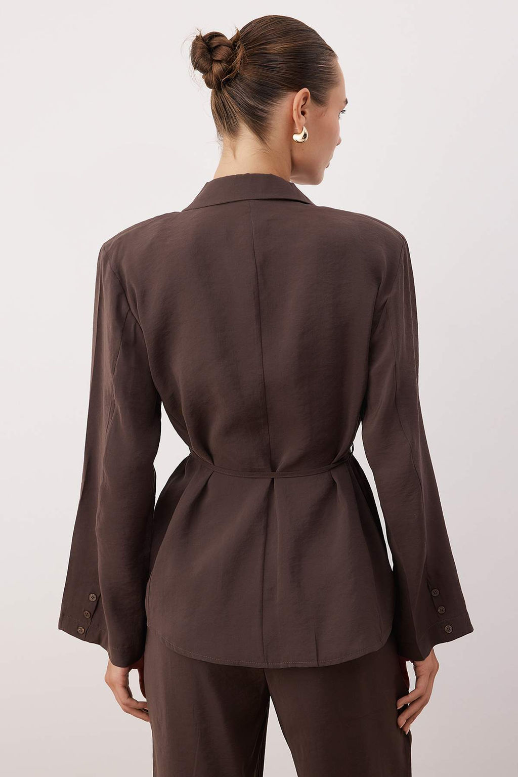 Kahverengi Modal Wideleg Dokuma Pantolon TWOAW26PL00124