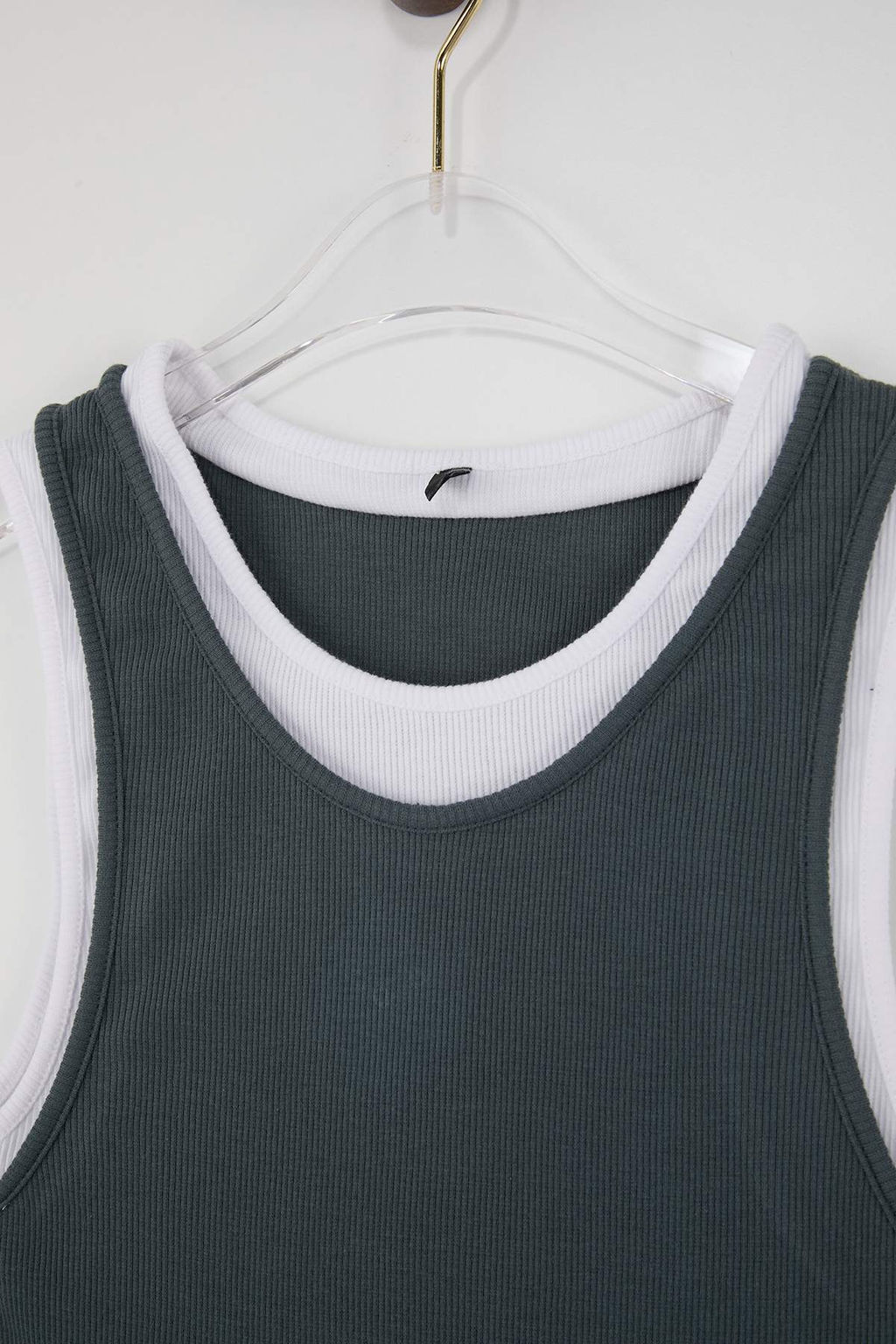 Wardrobe Essentials-Antrasit Cift Katl? Fitted/Vucuda Oturan Kolsuz Esnek Orme Atlet TWOSS26AL00009 - Trendyolmilla фото 6