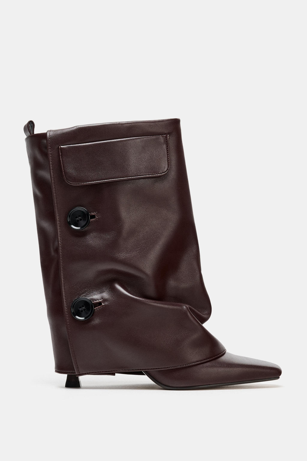 LEATHER FOOTED LEGGINGS HEELED ANKLE BOOTS - Zara фото 5