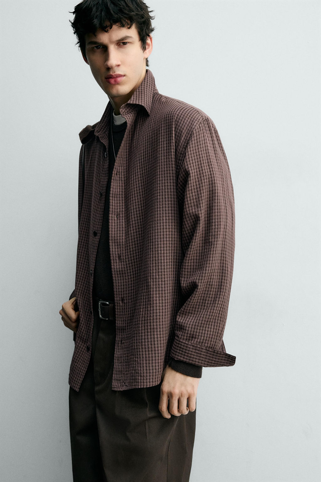 COTTON-VISCOSE CHECK SHIRT - Zara фото 7