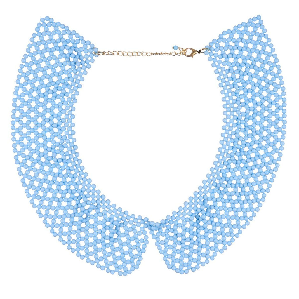 Ожерелье-воротник ажурной вязки голубого цвета